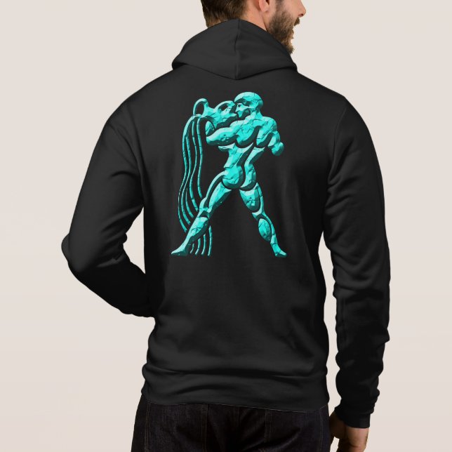 Türkis Horoscope Zodiac Sign Aquarius Hoodie (Rückseite)