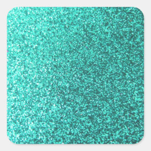 Türkis-Imitat-Glittergraphik Quadratischer Aufkleber
