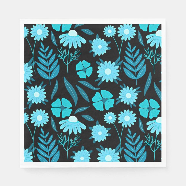 Türkis in Blüte Serviette (Vorderseite)