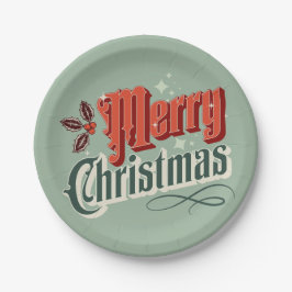 Türkis-Jahrgang Weihnachtsdesign Pappteller
