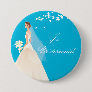 Türkis-jr.-Brautjungfern-Brautparty-Knopf Button