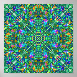 Türkis Kaleidoskop Fraktal Art Poster