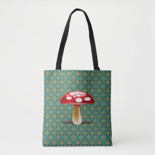 Türkis-Kaleidoskop und rote Pilz-Taschen-Tasche Tasche