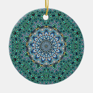 Türkis-kaleidoskopischer Mosaik-Reflexions-Entwurf Keramikornament