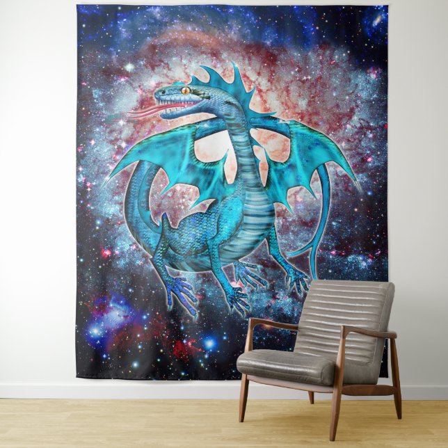 Türkis Kosmischer Drache  Wandteppich (Beispiel)