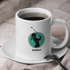 Türkis Ladys Golf Silhouette Kaffeetasse