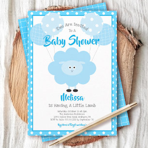 Türkis Lamb Boy Baby Dusche Niedlich Kawaii Modern Einladung