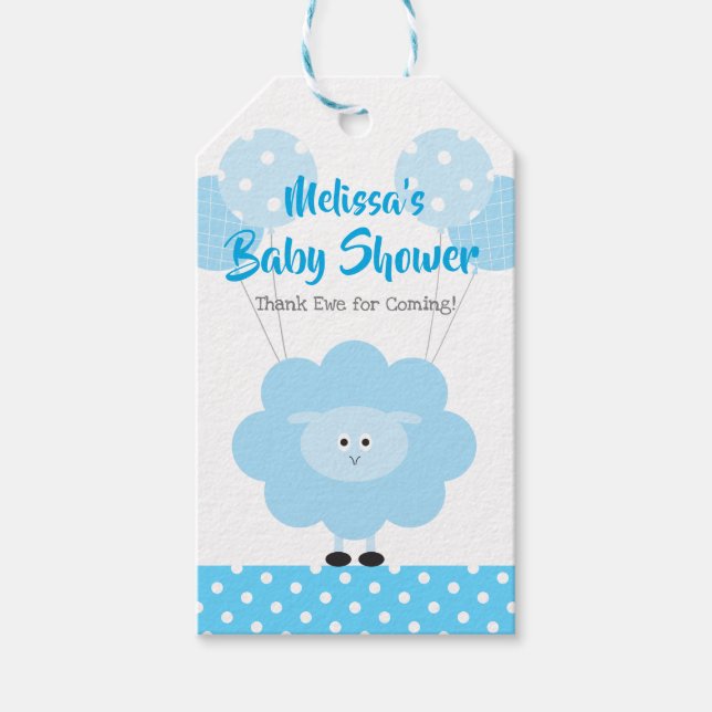 Türkis Lamb Boy Babydusche Niedlich Moderne Kawaii Geschenkanhänger (Vorderseite)