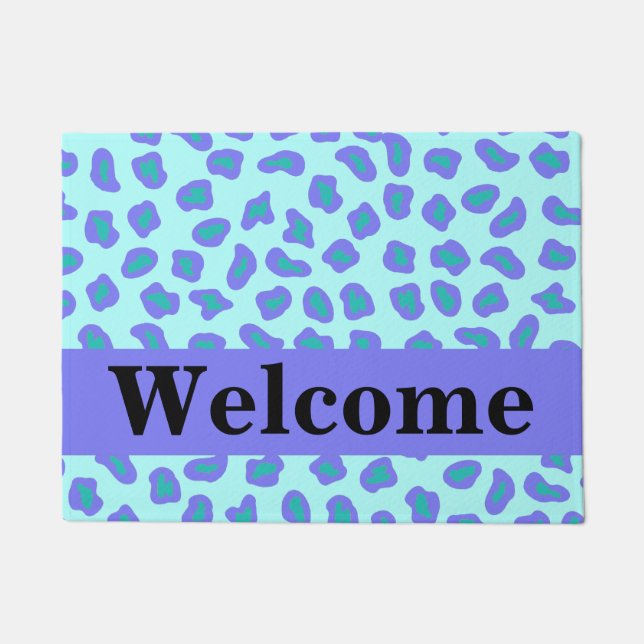 Türkis Lavender Lila Leopard Skin Empfang Fußmatte (Vorderseite)