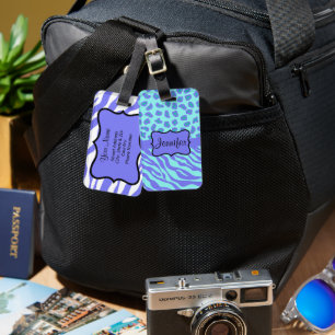 Türkis & Lavender Zebra & Cheetah individuell Gepäckanhänger