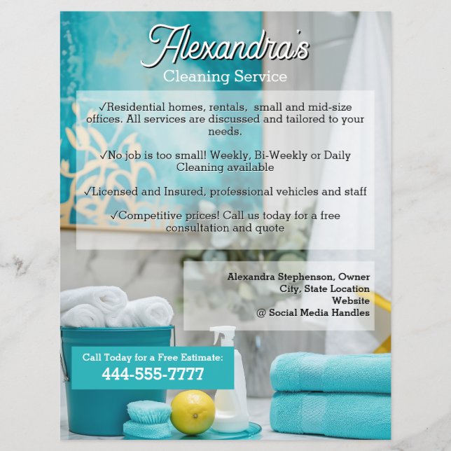 Türkis Lemon Clearing Service Template Business Flyer (Vorne)
