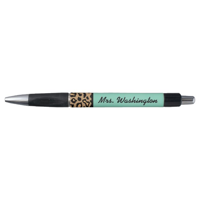 Türkis Leopard Lehrerin Schule Pen Geschenk Kugelschreiber (Vorderseite)