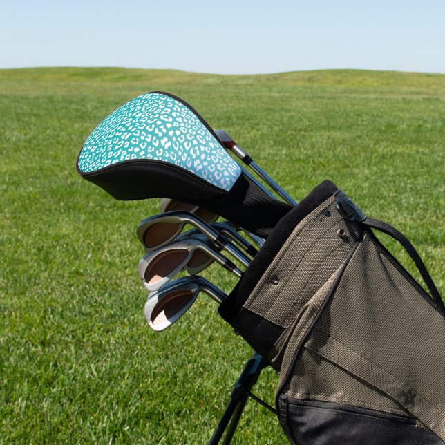 Türkis Leopard Print Golf Headcover (In SItu)