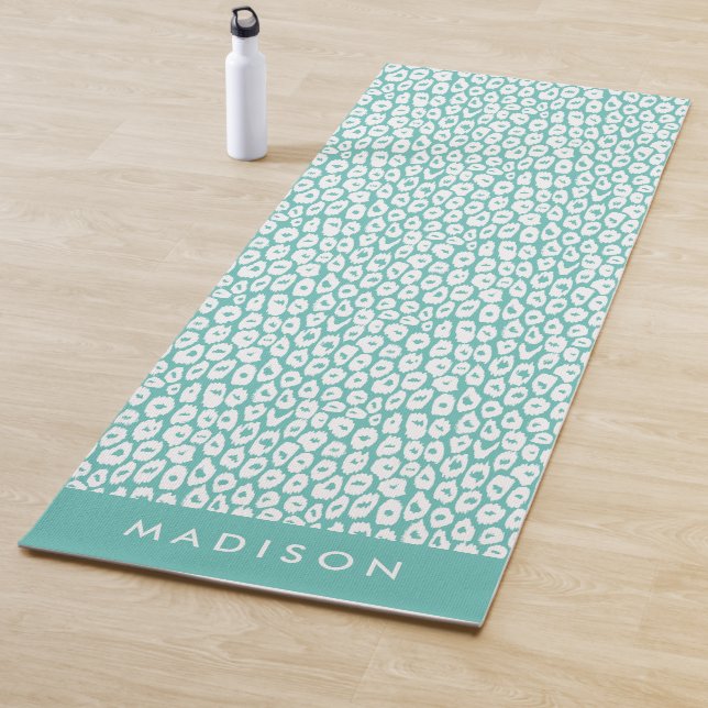 Türkis Leopard Print Personalisiert Yogamatte (Beispiel)