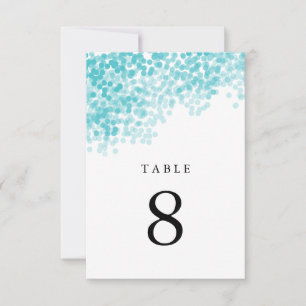 Türkis Lichtregen-Tischnummernkarten Einladung