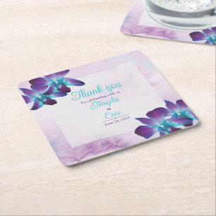 Türkis Lila Blue Dendrobium Orchid Wedding Rechteckiger Pappuntersetzer