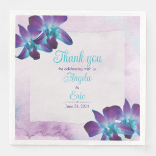 Türkis Lila Blue Dendrobium Orchid Wedding Serviette