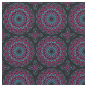 Türkis-Magenta im Schwarzen Kaleidoherz Stoff