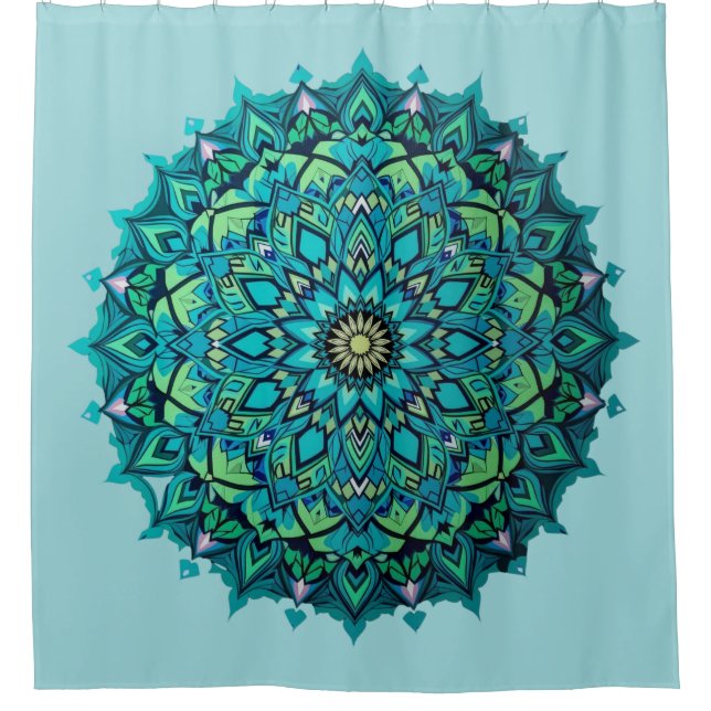 Türkis Mandala Duschvorhang (Vorderseite)