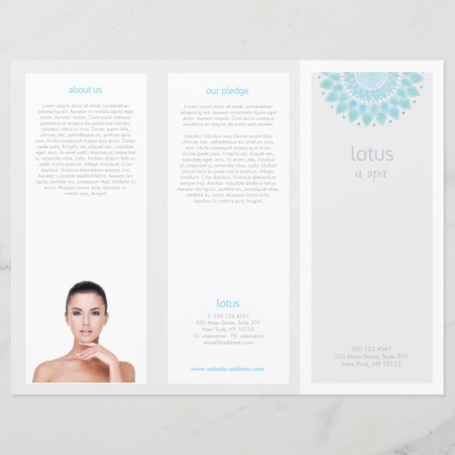 Türkis Mandala Lotus Wellness-Center Salon Tri-Fol (Vorderseite)
