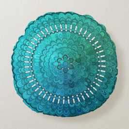 Türkis-Mandala Rundes Kissen