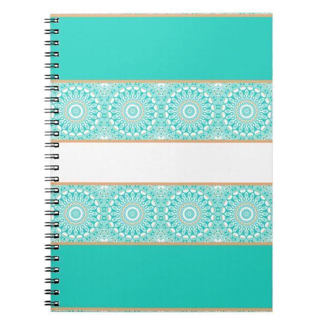 Türkis Mandala Stripe Pattern Notizblock (Vorderseite)