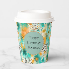 Türkis Mandarine Zebra Pappbecher