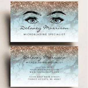 Türkis Marmor Bronze Glitter Augen Microblading Visitenkarte