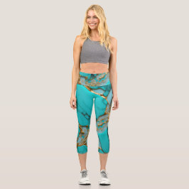 Türkis Marmor mit goldenen Adern Capri Leggings