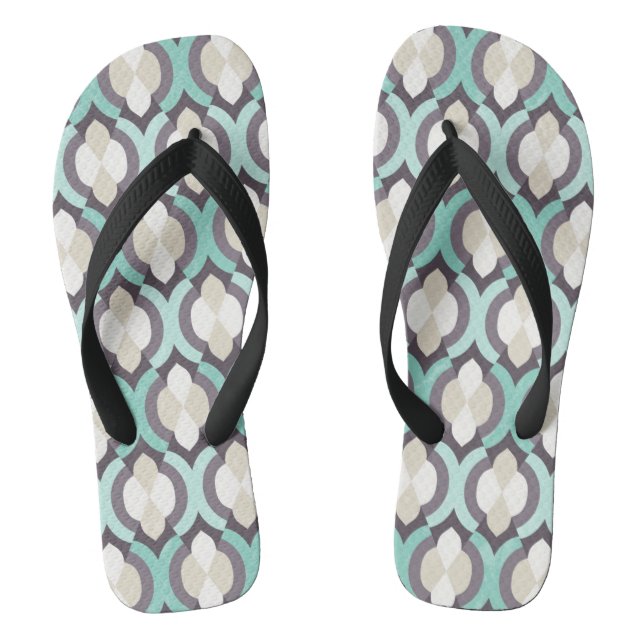 Türkis-Marokkaner-Muster Flip Flops (Fußbett)