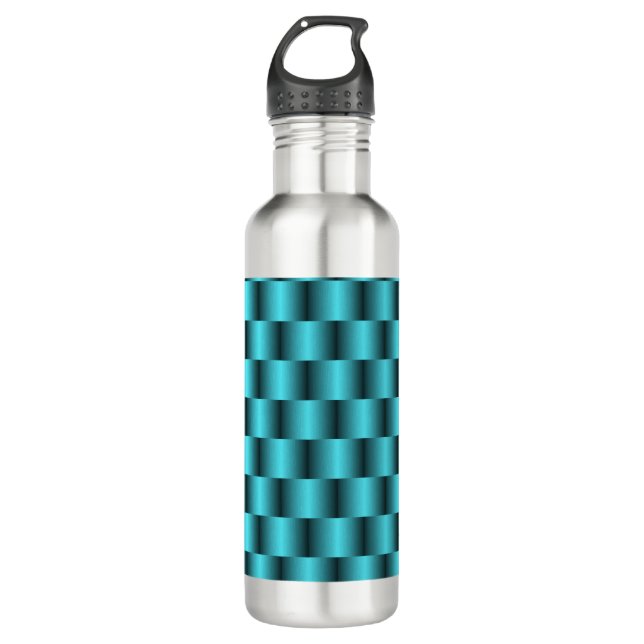 Türkis Metallic Aquamarin Abstrakt Basket Weave Ch Edelstahlflasche (Vorderseite)