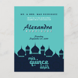 Türkis Midnight Blue Arabian Nights Quinceñera Postkarte