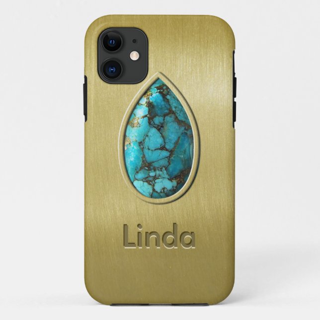 Türkis mit Goldeinfassung Case-Mate iPhone Hülle (Rückseite)