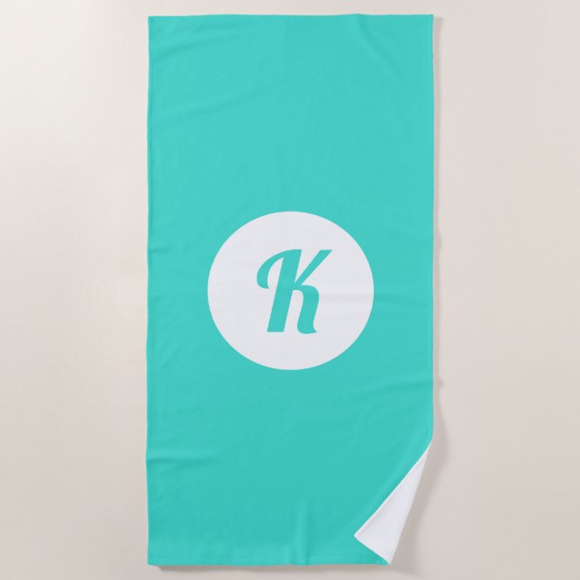 Türkis Mit Monogramm Badetuch (Vorderseite)