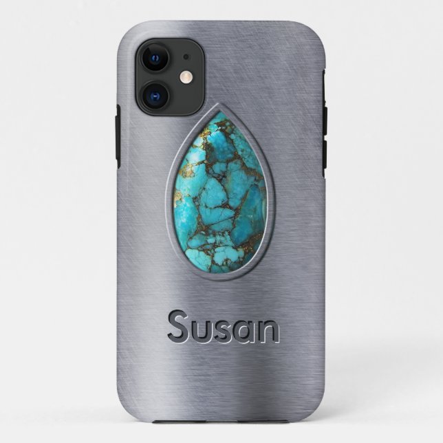 Türkis mit Silberverkleidung Case-Mate iPhone Hülle (Rückseite)