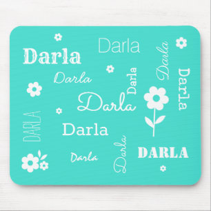 Türkis mit weißen Blume, kundenspezifische Mausp Mousepad