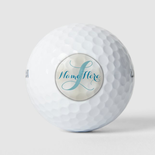 Türkis Monogram Golf Balls Set für sie Golfball (Vorderseite)