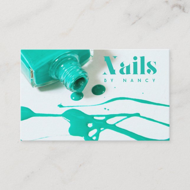 Türkis Nail Salon Manicurist Polnischer Flasche Visitenkarte (Vorderseite)