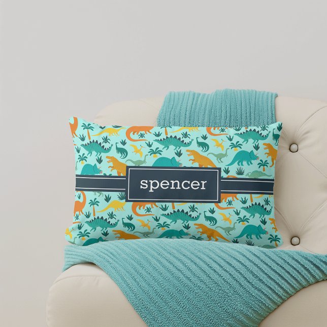 Türkis | Niedlich farbige Dinosaurier Muster Kids  Lendenkissen (Von Creator hochgeladen)
