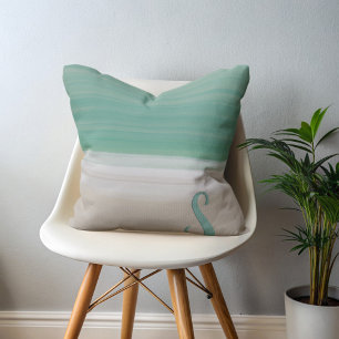 Türkis Ocean Beach Monogram Kissen