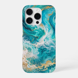 Türkis Ocean Marble iPhone 16 Pro Hülle