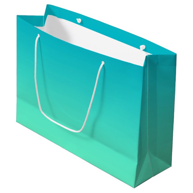 Türkis Ombre Große Geschenktüte (Vorderseite Schrägansicht)