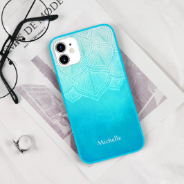 Türkis Ombre Mandala Personalisiert Monogram Case-Mate iPhone Hülle