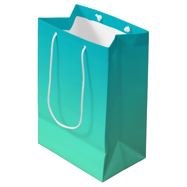 Türkis Ombre Mittlere Geschenktüte (Vorderseite Schrägansicht)