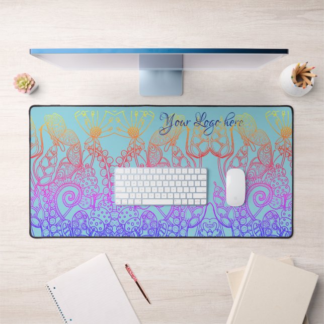 Türkis Ombre rainbow Butterfly Schreibtischunterlage (Büro 1)