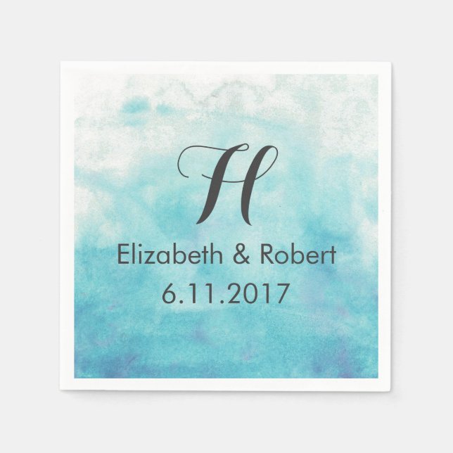 Türkis Ombre Wassercolor Wedding Serviette (Vorderseite)