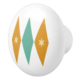 Türkis Orange Diamonds Creme Stars Mid Mod Keramikknauf