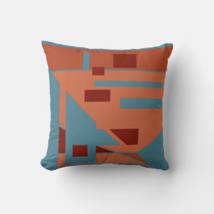 Türkis Orange Red Geometric Südwest Look Kissen
