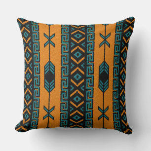 Türkis Orange Southwest Tribal Aztec Design Kissen