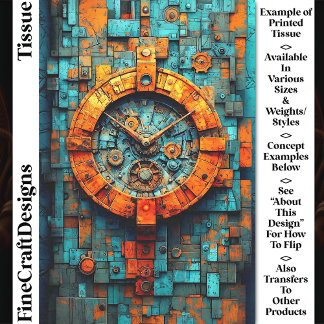Türkis & Orange Steamplock CZ1 Decoupage Seidenpapier